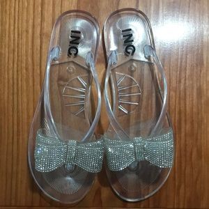 Rhinestone bow I.N.C jelly sandals